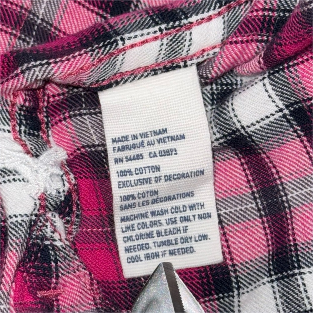 Y2K American Eagle Pink Plaid Button Down Long Sleeve Shirt Women’s Small Cotton - Picture 6 of 10